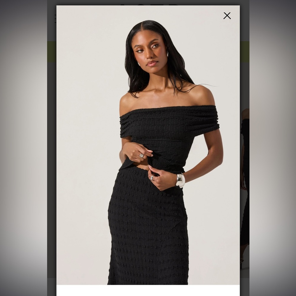 Astr Off Shoulder Textured Knit Top and Skirt (Matching set) - NWT